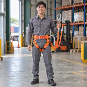 Dây an toàn bán thân dây bện chống mài mòn màu cam móc lớn khóa kép